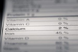 nutrition label highlighting the calcium content